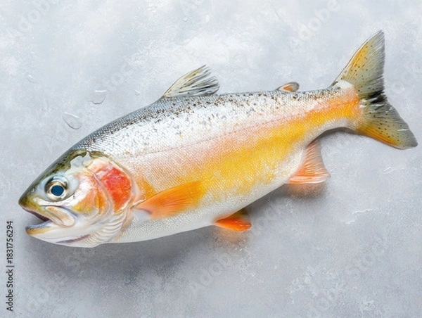 Obraz Fresh trout fish on a light background.