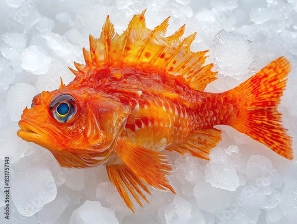 Obraz Vibrant fish displayed on ice for freshness.