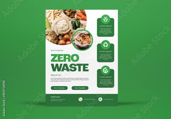 Obraz Green Minimal Zero Waste Flyer Layout