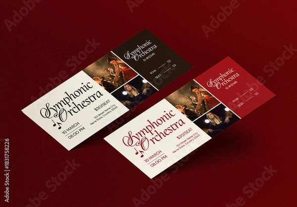 Obraz Red Brown Elegant Symphonic Orchestra Ticket Layout