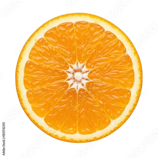 Obraz Close up of a fresh orange slice isolated on transparent background