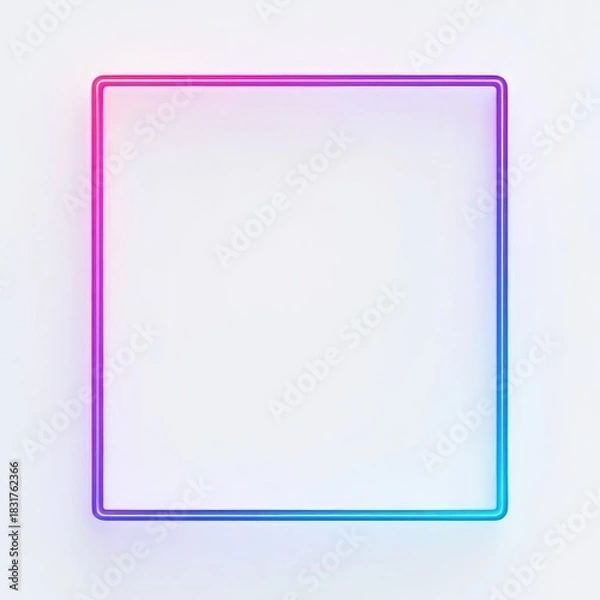 Obraz Square frame with vibrant pink and blue gradient lighting on a white background