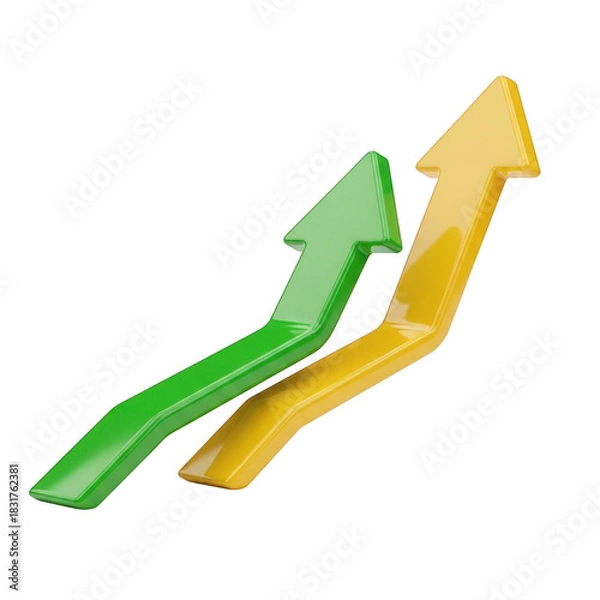 Obraz Two upward trending arrows isolated on transparent background