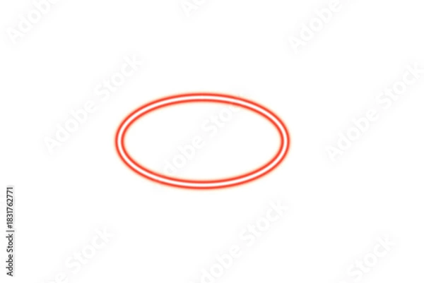 Fototapeta A glowing orange neon ring shape with a dark center isolated on transparent background
