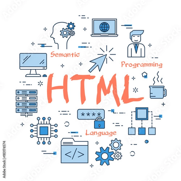 Fototapeta Round linear banner - HTML concept