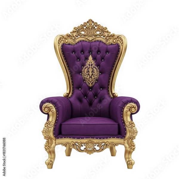 Fototapeta Ornate purple throne isolated on transparent background