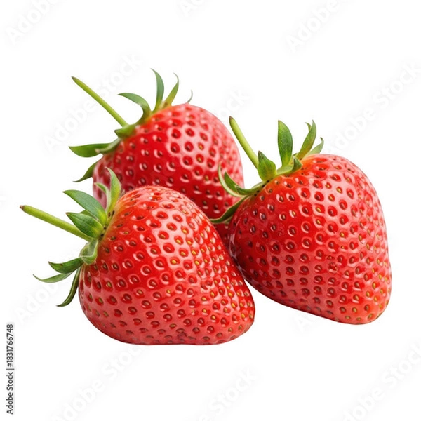 Obraz Three ripe strawberries isolated on transparent background