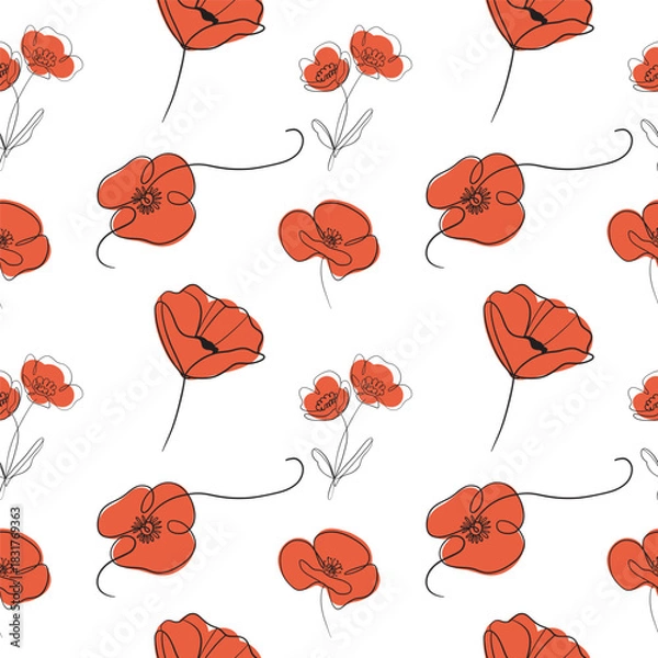 Fototapeta Elegant Hand drawn of flowers. Vector illustration.