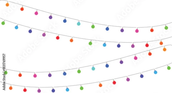 Obraz multicolored glowing bulbs isolated on transparent background. Festive holiday light string decoration