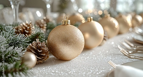 Obraz Comfortable Christmas Scene by the Window with Illuminated Tree in the Background