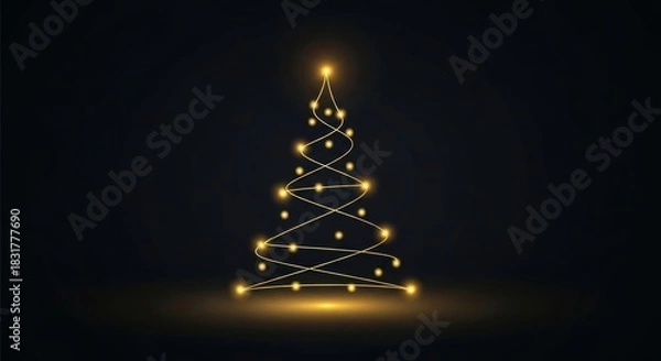 Obraz abstract christmas tree with lights