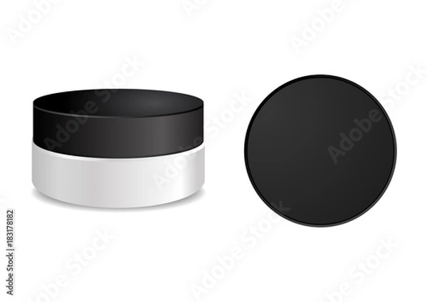 Fototapeta White tube with black round cap. Vector packaging mock up template. Mock up for your design