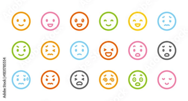Obraz 感情やリアクションを表すポップな絵文字アイコンセット