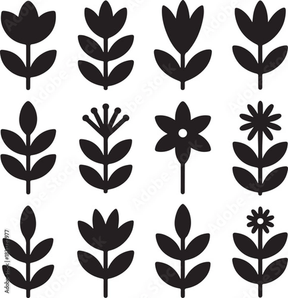 Fototapeta Stylized Floral Vector Pattern Abstract Botanical Design