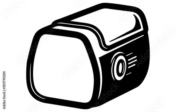 Obraz Monochrome Flashlight Icon Vector Illustration. Simple Black and White Graphic of a Handheld Torch for Emergency, Security, Outdoor, and Utility Designs.