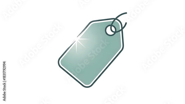 Obraz Simple green price tag with string and highlight on white background