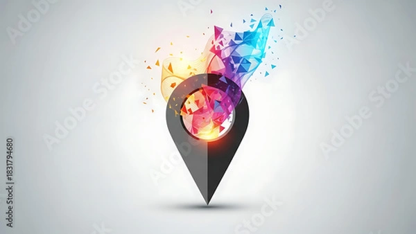 Obraz Colorful abstract map pin location icon with explosion effect design