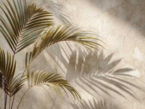 Obraz Palm Leaf Shadow on Cream Wall