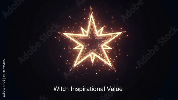 Obraz Glowing star shape with sparkles on a dark background