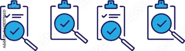 Fototapeta audit document four icons set vector design