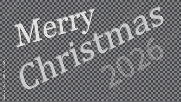 Fototapeta Merry christmas 3d editable text effect, style vintage. Vector hand drawn illustration