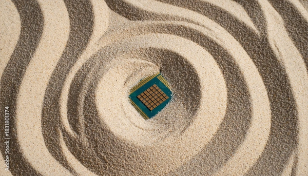 Fototapeta Microchip Buried in Desert Sand