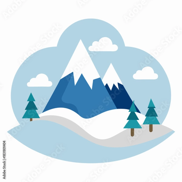 Obraz Vector of Snow Landscape on white background