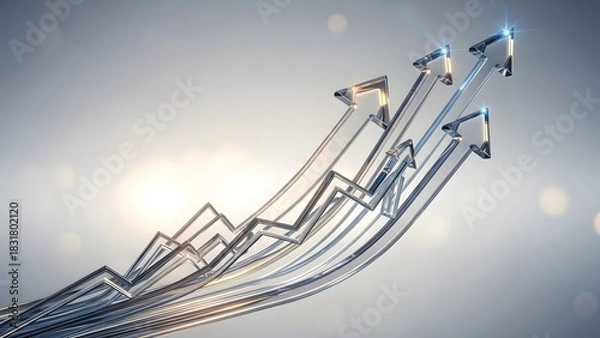 Fototapeta Luminous Glass Graph Arrows Soaring Upwards Toward a Bright Future.