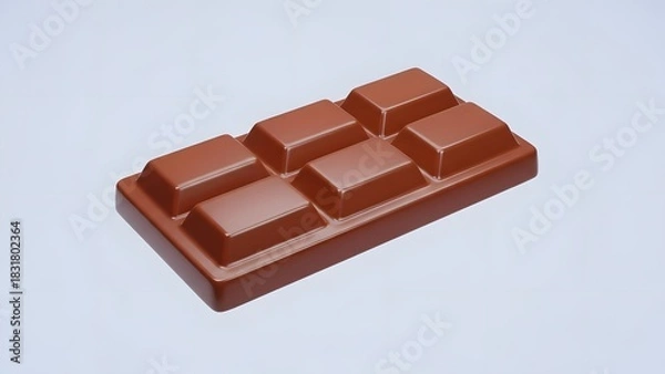 Fototapeta Pristine SixBlock Milk Chocolate Bar with a Flawless Glossy Surface on a Minimalist Background.