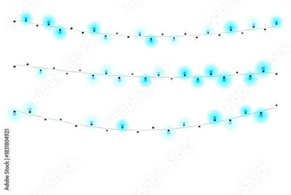 Fototapeta Festive String Lights with Transparent Background: Holiday Decor and Celebration Design Elements