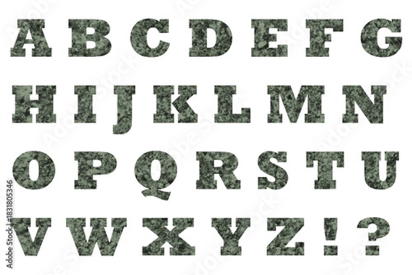 Fototapeta 文字 3 アルファベット 大文字 緑石のテクスチャー