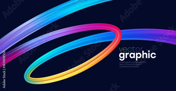 Fototapeta Colorful Neon Rings Form Abstract Loop. Dynamic Gradient Curves Create Motion And Energy. Vector Illustration Background