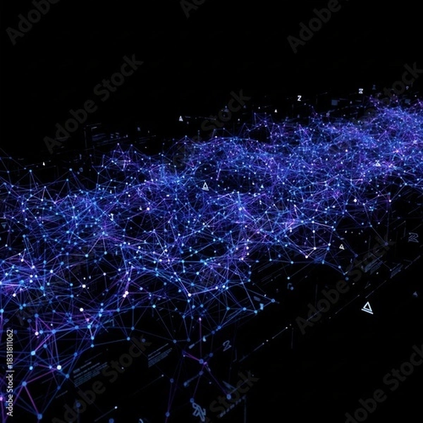 Obraz Abstract Digital Network Connecting Points and Lines