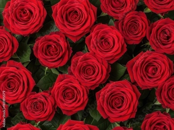 Fototapeta Beautiful red roses create a vibrant and romantic floral background image