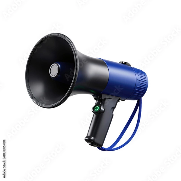 Fototapeta Blue Portable Megaphone 3D Render Illustration