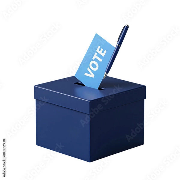 Fototapeta Blue Voting Box with Vote Card and Pen