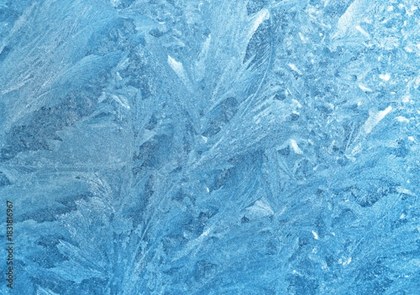 Obraz Ice pattern on window glass, close-up natural winter texture