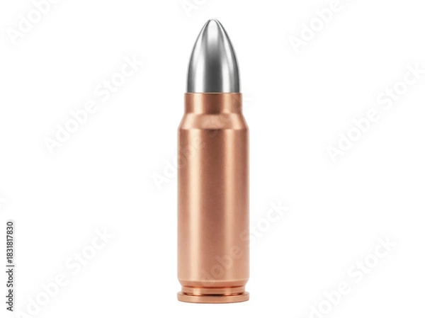 Fototapeta 7 62x39mm cartridge isolated on transparent background, rifle ammunition for AK-47 and SKS rifles, military and hunting use