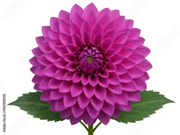 Obraz Vibrant magenta dahlia flower isolated PNG on transparent background, beautiful blossom with detailed petals for design projects