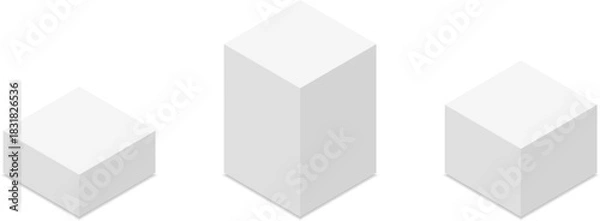 Obraz 3D cubes in different heights. Three-dimensional cubes. Geometric shapes. Vector