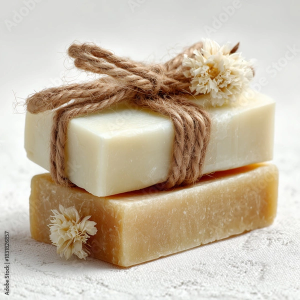 Obraz natural handmade soap, rustic organic soap bars
