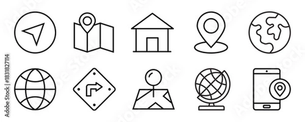 Fototapeta Navigation vector icon set. location, map, GPS, place, address, pointer, direction, icons illustration