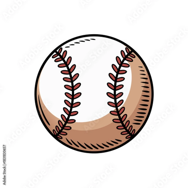 Obraz Baseball ball with red stitching and white leather surface  