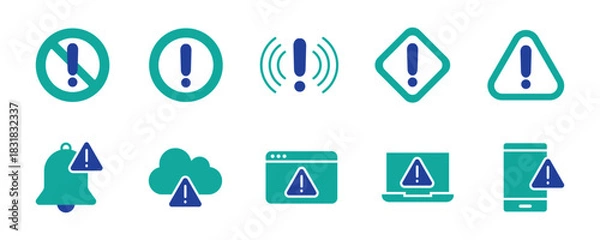 Fototapeta Alert and Warning line icon set. Set of 10 outline icons related to alert sign, warning, danger, hazard, attention sign, caution and others. Editable stroke. Vector illustration.
