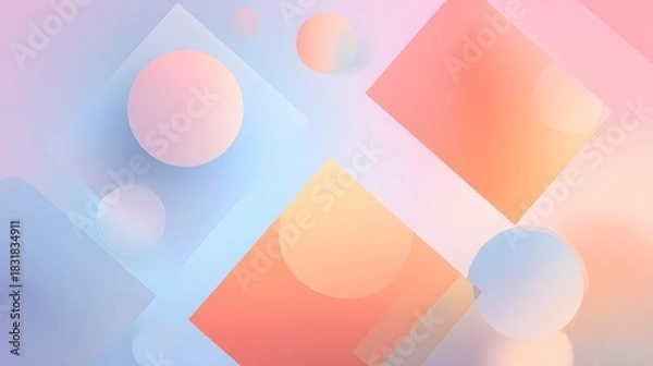 Fototapeta Abstraktes Pastell-Design mit schwebenden geometrischen Formen
