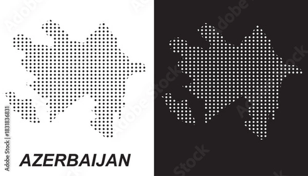 Fototapeta Azerbaijan Dot Map Vector, Digital Geometric Silhouette, Infographic Template, Point Scale Technology Concept, Caucasus Asia Country EPS