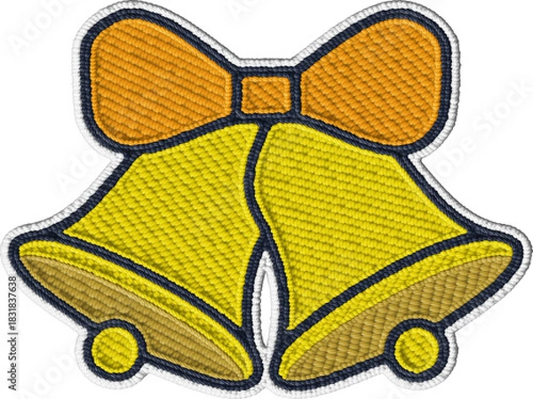 Fototapeta Colored Embroidered Patch Bell with Ribbon Bow