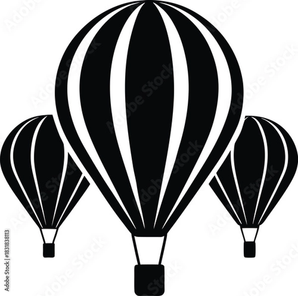 Obraz Three Black and White Hot Air Balloons Icon


