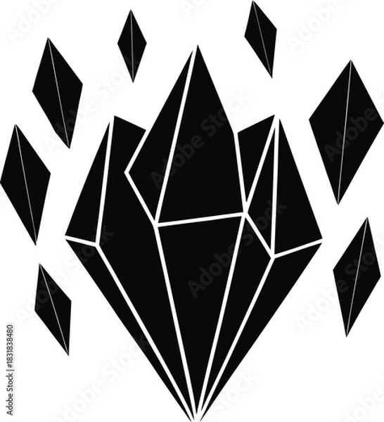 Obraz Geometric Crystal Cluster Silhouette

