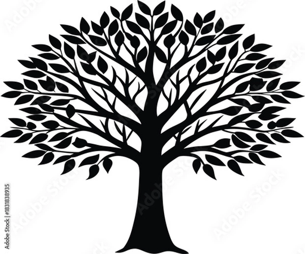 Obraz Black and White Tree Silhouette Vector

